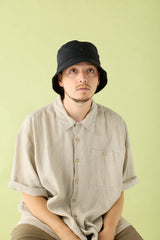 SWITCHED BUCKET HAT / LINEN & POLY / BLACK