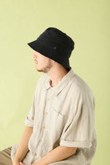 SWITCHED BUCKET HAT / LINEN & POLY / BLACK