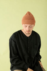 CUFF KNIT CAP / STRAW YARN / DARK PINK