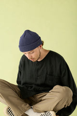 CUFF KNIT CAP / STRAW YARN / INDIGO