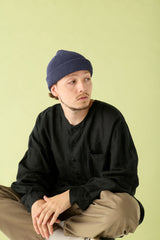 CUFF KNIT CAP / STRAW YARN / INDIGO