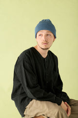 CUFF KNIT CAP / RIB KNIT / GRAY BLUE