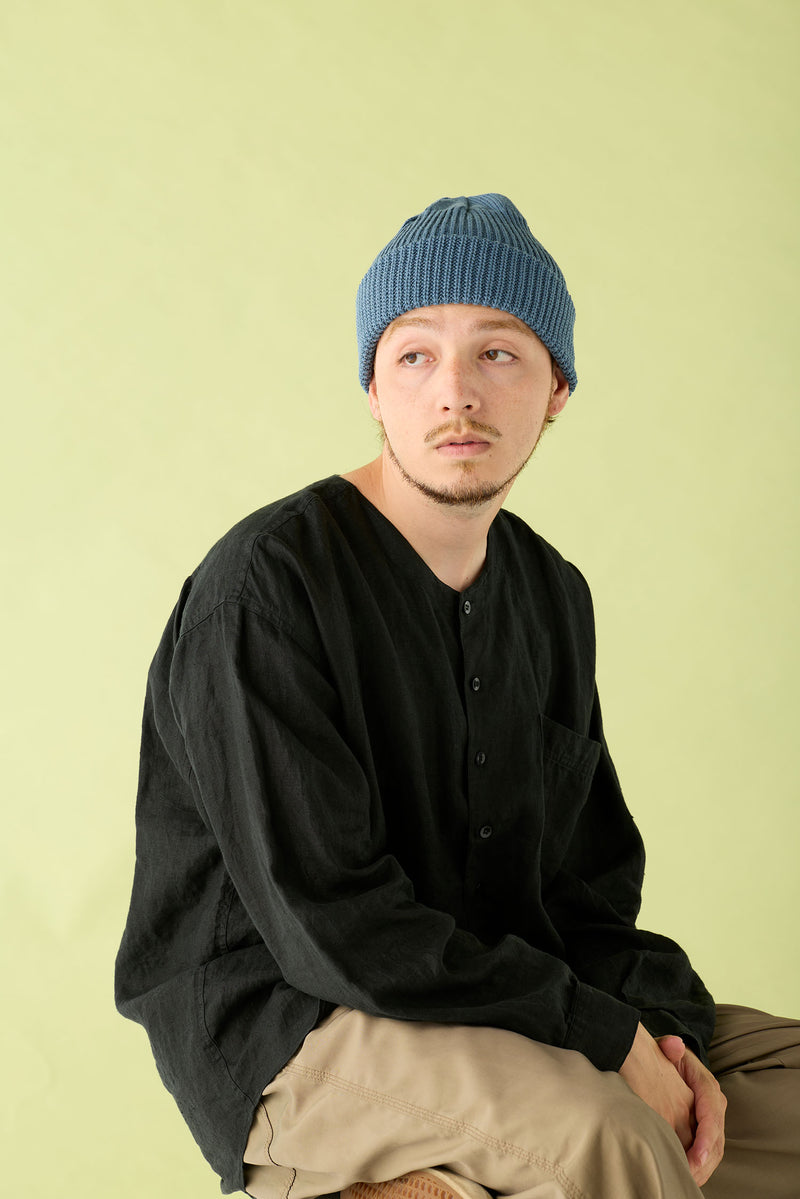 CUFF KNIT CAP / RIB KNIT / GRAY BLUE