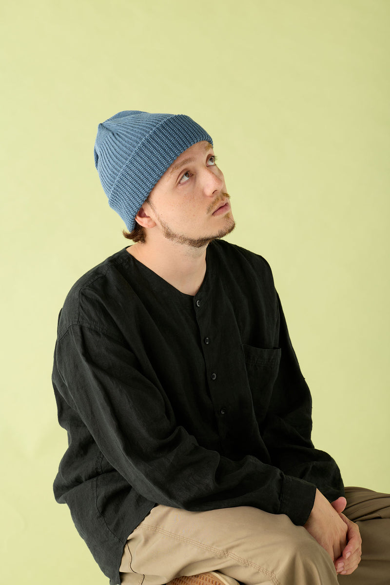 CUFF KNIT CAP / RIB KNIT / GRAY BLUE