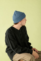CUFF KNIT CAP / RIB KNIT / GRAY BLUE