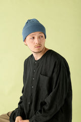 CUFF KNIT CAP / RIB KNIT / GRAY BLUE
