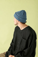 CUFF KNIT CAP / RIB KNIT / GRAY BLUE