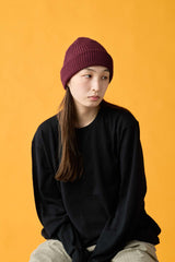 CUFF KNIT CAP / RIB KNIT / WINE