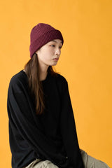 CUFF KNIT CAP / RIB KNIT / WINE