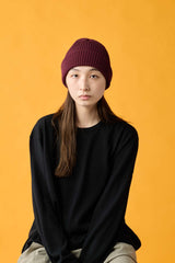 CUFF KNIT CAP / RIB KNIT / WINE