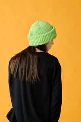 CUFF KNIT CAP / AMULET / LIME