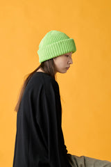 CUFF KNIT CAP / AMULET / LIME