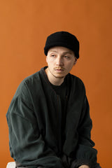 KNIT CAP / BRIMMED BEANIE / BLACK