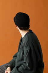 KNIT CAP / BRIMMED BEANIE / BLACK