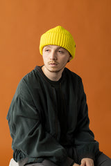 CUFF KNIT CAP / AMULET / LEMON