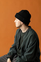 CUFF KNIT CAP / AMULET / BLACK