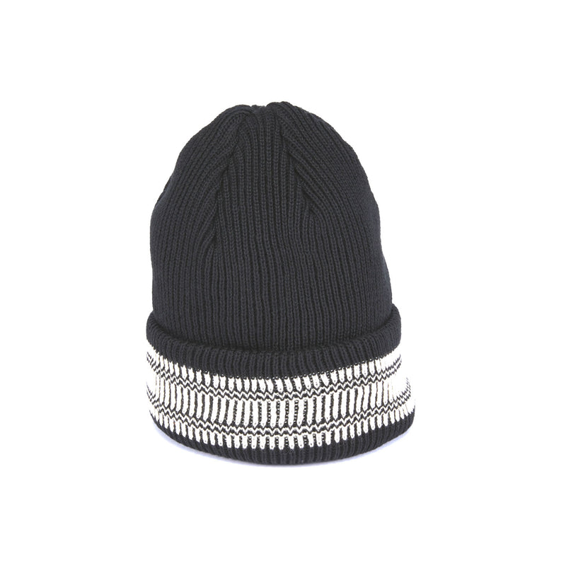 CUFF KNIT CAP / 3D BORDER / BLACK