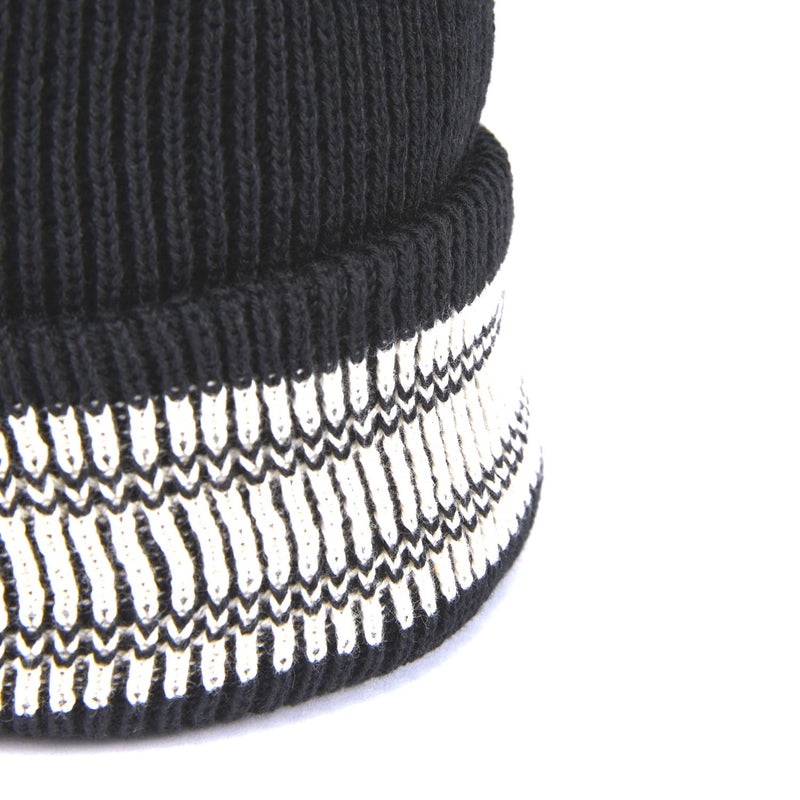 CUFF KNIT CAP / 3D BORDER / BLACK