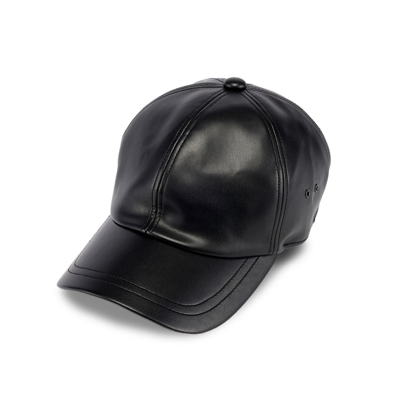 6 PANEL CAP / SYNTHETIC LEATHER / BLACK