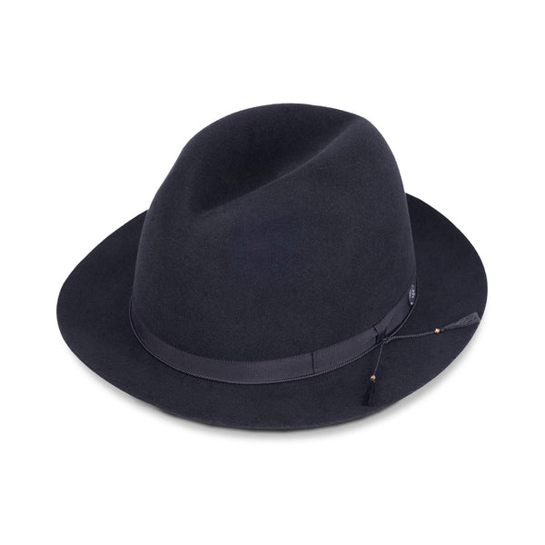 FELT HAT / RABBIT FRONT PINCH TASSEL / BLACK