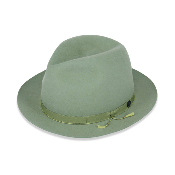 FELT HAT / RABBIT FRONT PINCH TASSEL / LIGHT GREEN