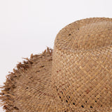 RAFFIA HAT / RAW EDGE BRIM / BROWN