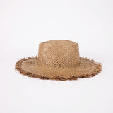 RAFFIA HAT / RAW EDGE BRIM / BROWN