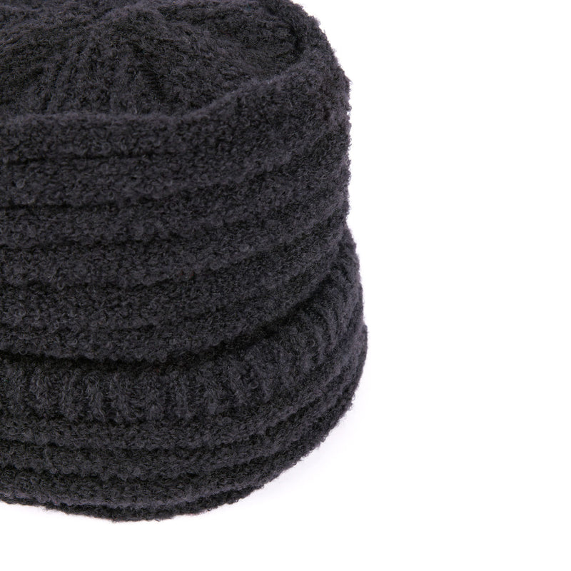 CUFF KNIT CAP / LOOP YARN / BLACK