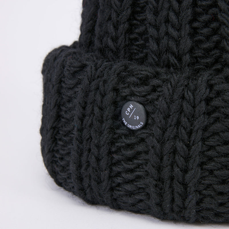 CUFF KNIT CAP / FAT WOOL / BLACK