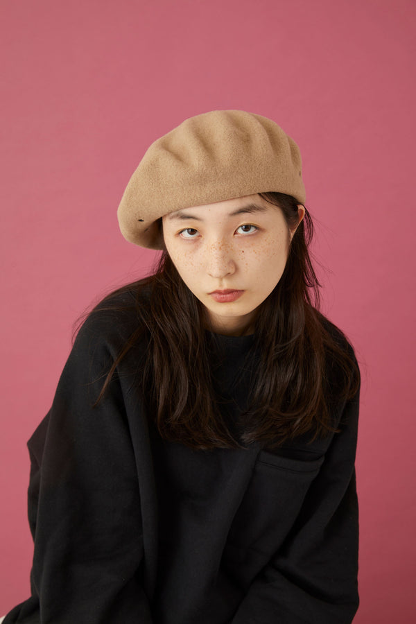BERET / SOLID WOOL / BEIGE