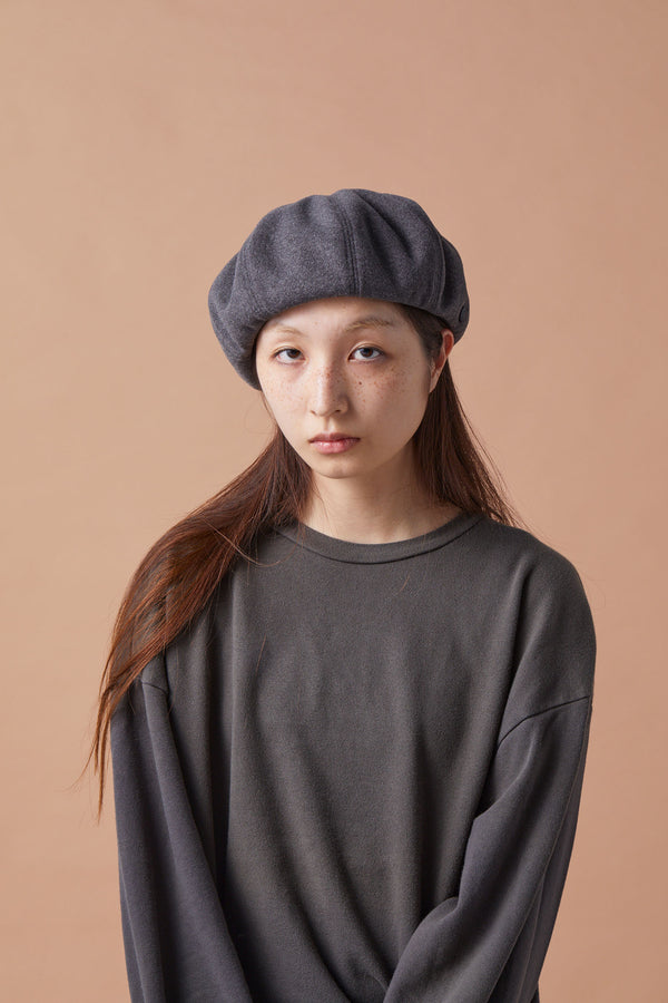 BERET / 8 PANEL WOOLLET / CHARCOAL