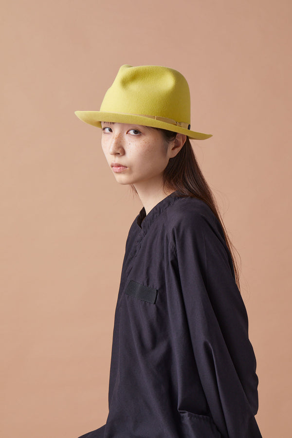 FELT HAT / RABBIT FRONT PINCH TASSEL / YELLOW