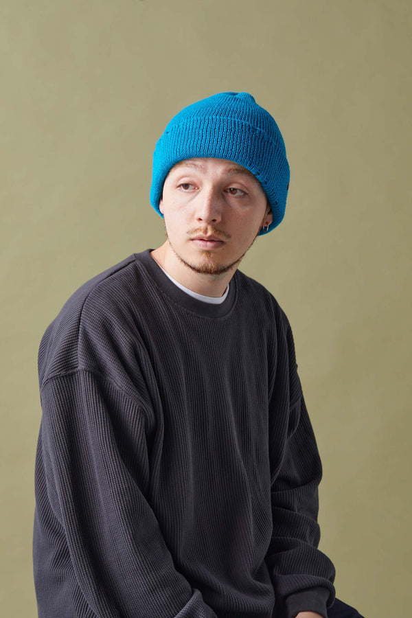 CUFF KNIT CAP / AC DAMAGE / TURQUOISE