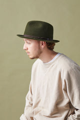 FELT HAT / RABBIT FRONT PINCH TASSEL / MOSS GREEN