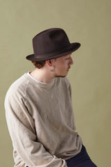 FELT HAT / RABBIT FRONT PINCH TASSEL / BROWN