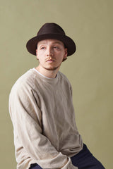 FELT HAT / RABBIT FRONT PINCH TASSEL / BROWN