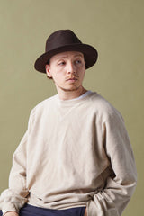 FELT HAT / RABBIT FRONT PINCH TASSEL / BROWN