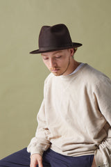 FELT HAT / RABBIT FRONT PINCH TASSEL / BROWN