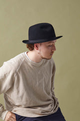 FELT HAT / RABBIT FRONT PINCH TASSEL / BLACK