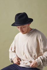 FELT HAT / RABBIT FRONT PINCH TASSEL / BLACK