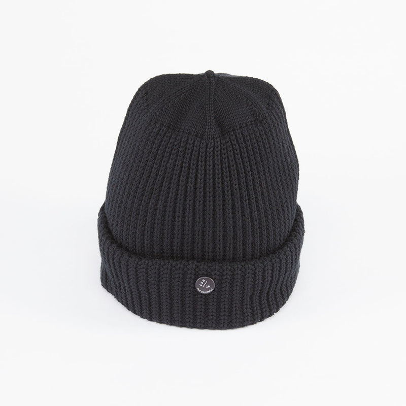 CUFF KNIT CAP / SEAMLESS RIB / BLACK