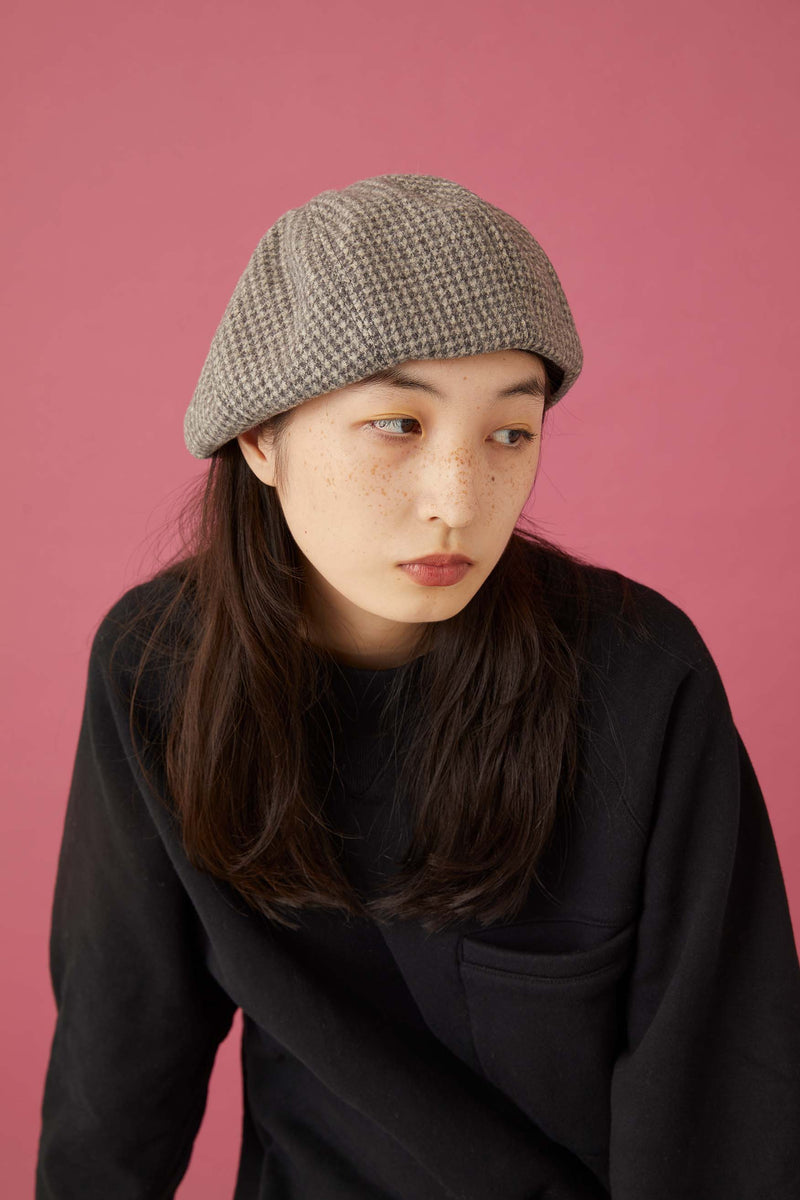 BERET / 8 PANEL WOOLLET / BROWN CHECK