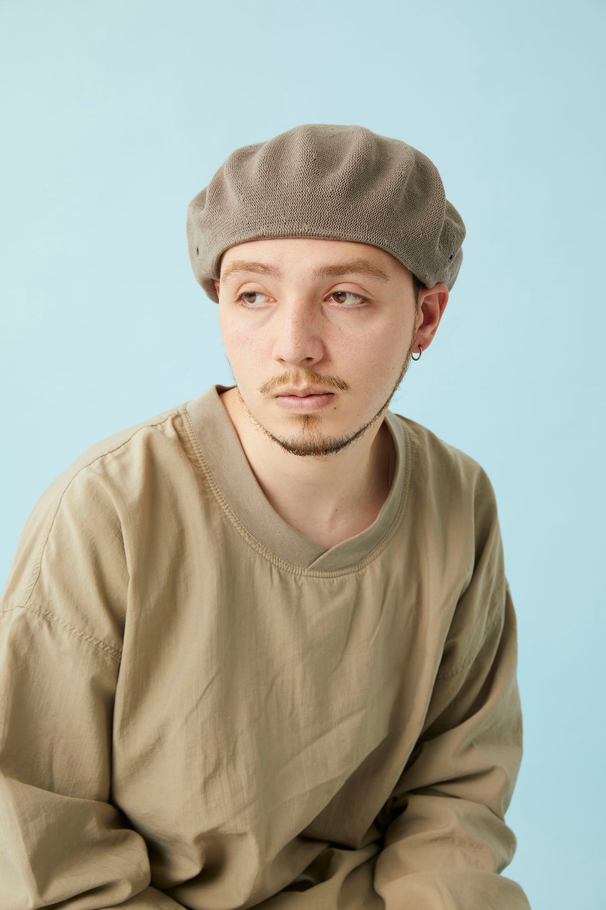 BERET / SOLID COTTON / KHAKI