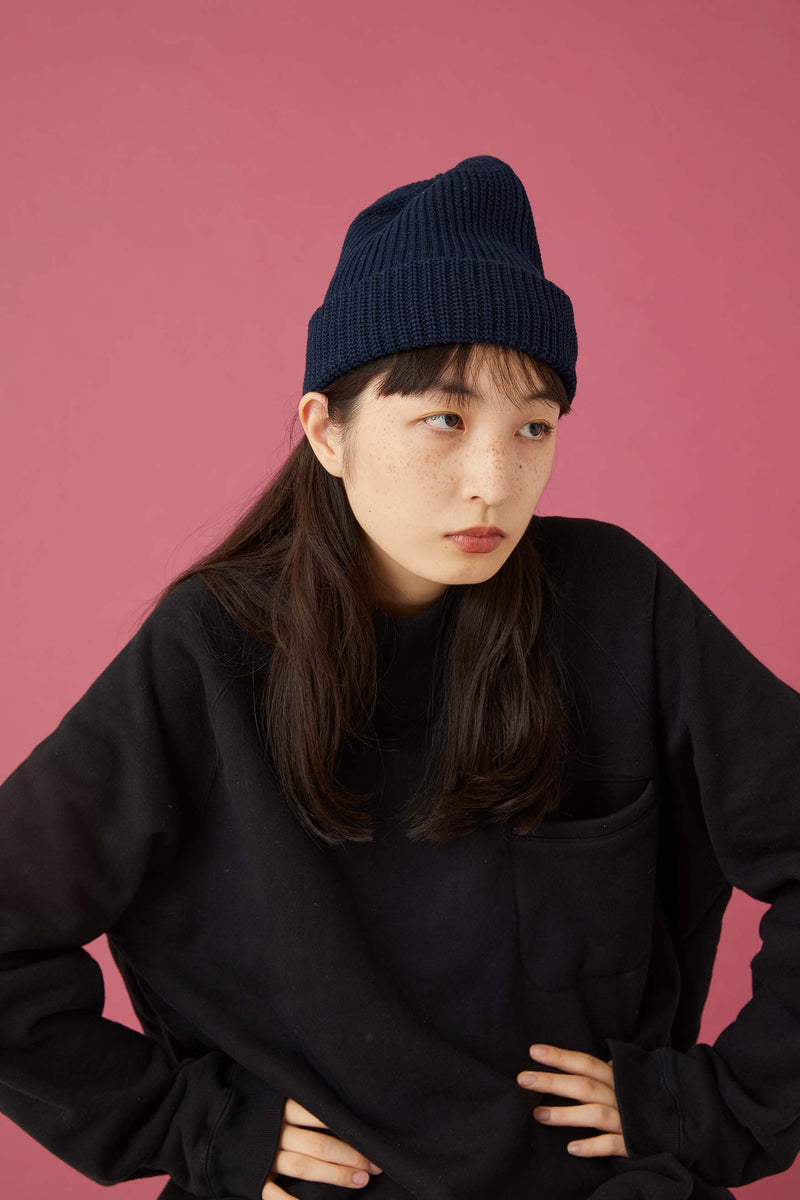 CUFF KNIT CAP / SEAMLESS RIB / NAVY