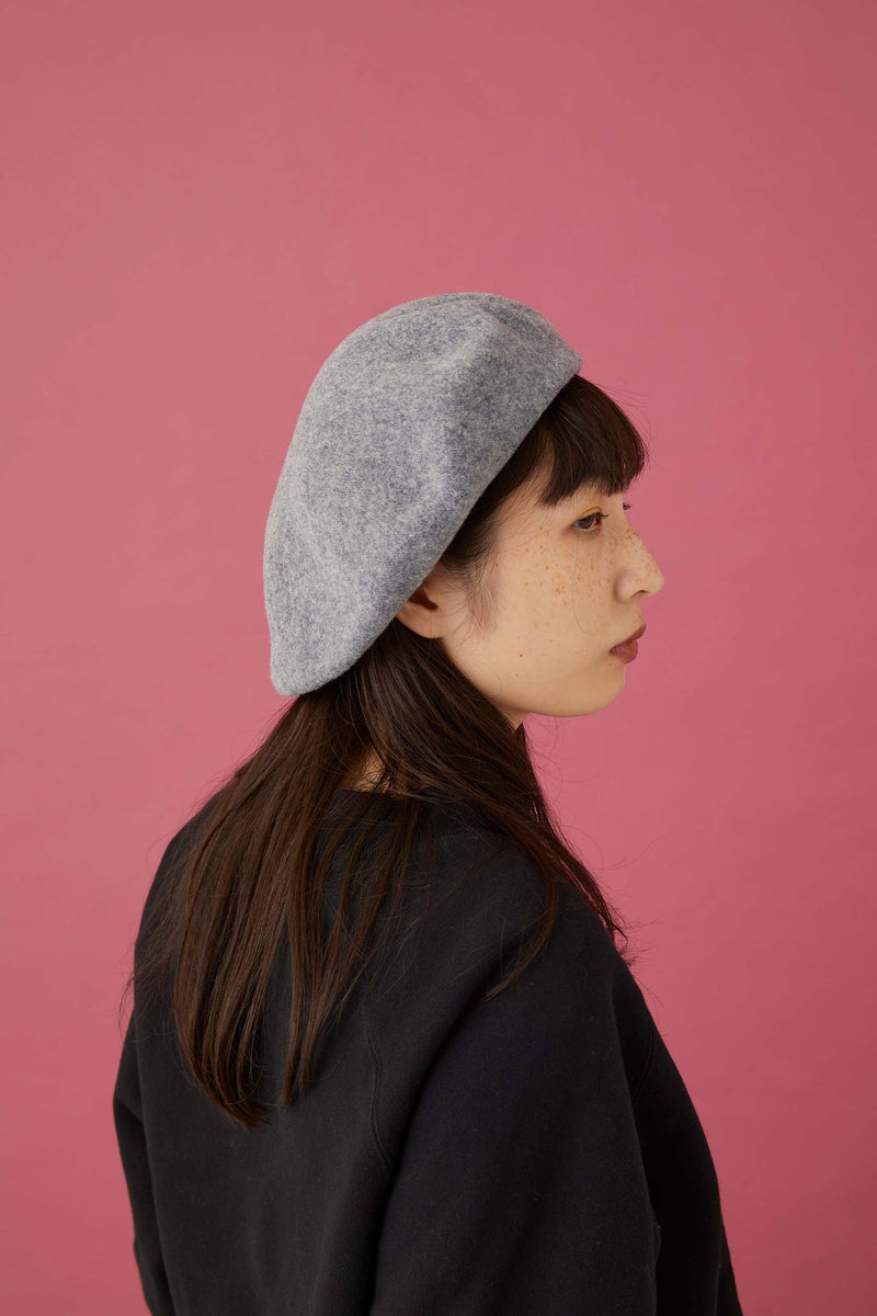 BERET / SOLID WOOL / GRAY