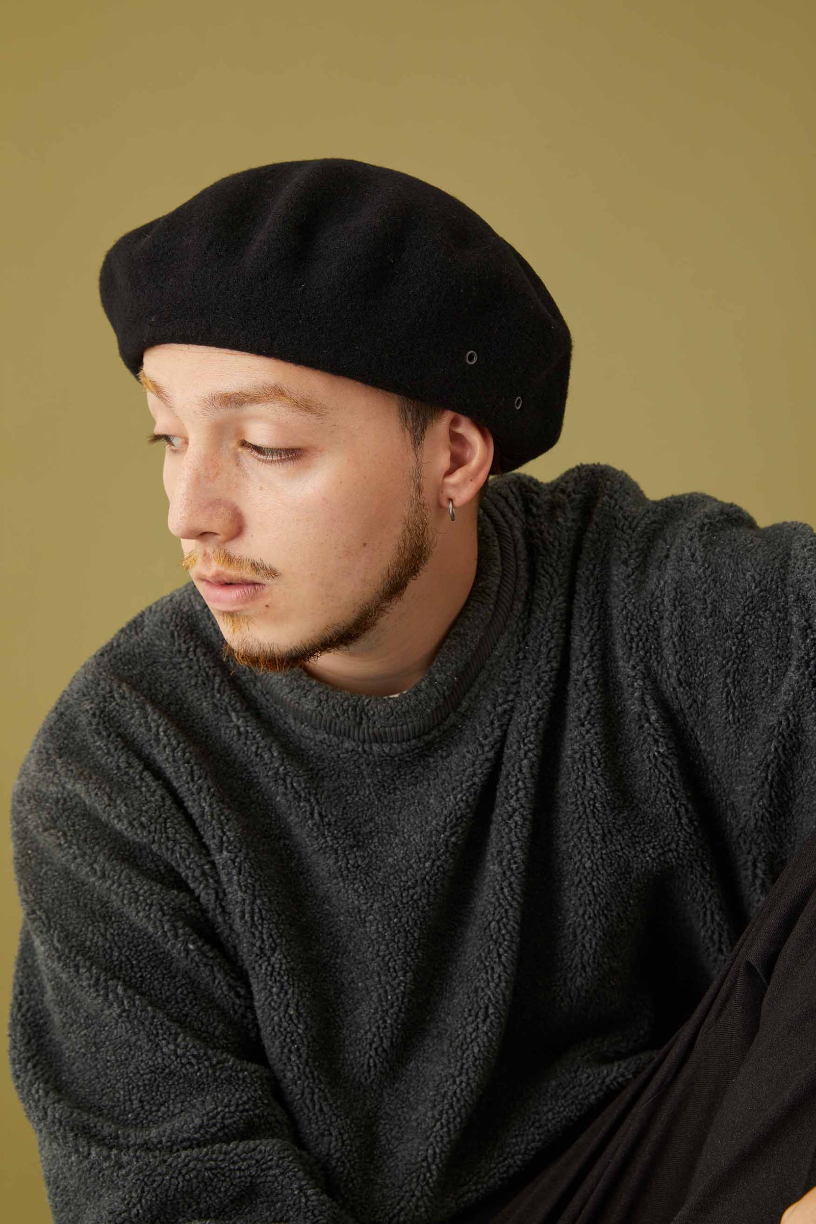 BERET / SOLID WOOL / BLACK