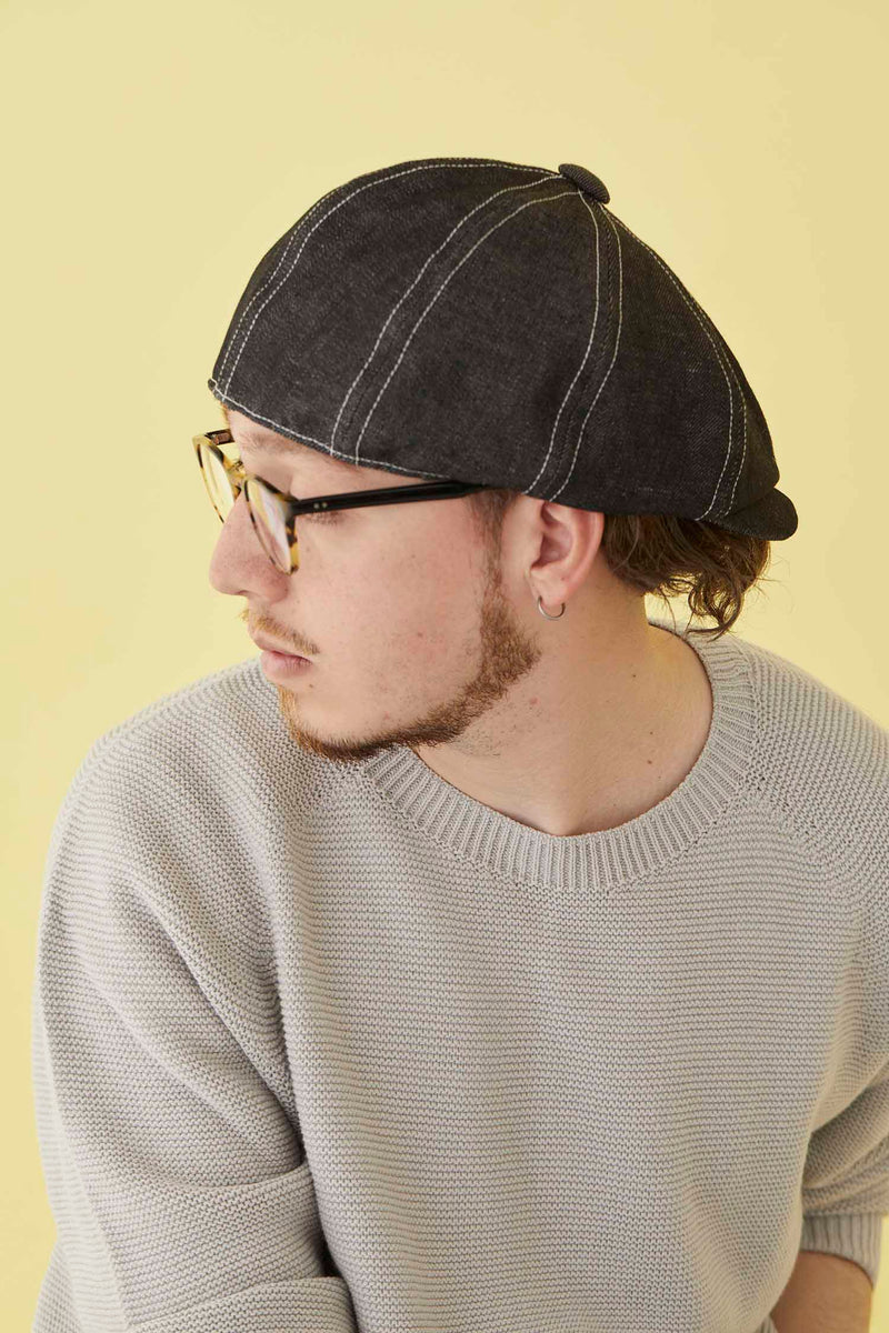 502LD LINEN DENIM CASQUETTE / BLACK